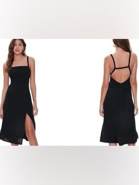 Forever 21 Classic Sideslip Cutout Cami Midi Dress with Side Slit